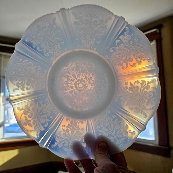 VTG 10" Macbeth Evans American Sweetheart Monex Milk Depression Glass Cake Plate - Picture 1 of 10